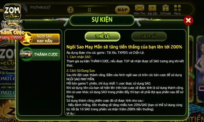 Khuyến mãi Ngôi sao may mắn Zomclub Giới thiệu chương trình ngôi sao may mắn Zomclub